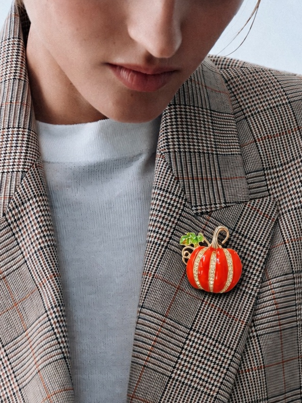 Pumpkin Gold Brooch Pin - Women's Fashion Accessory